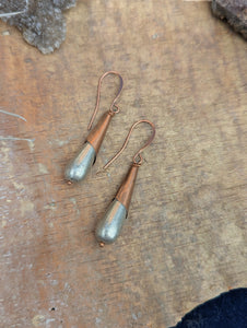 Copper Wrapped Silver Drop Earrings