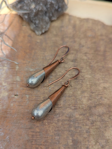 Copper Wrapped Silver Drop Earrings