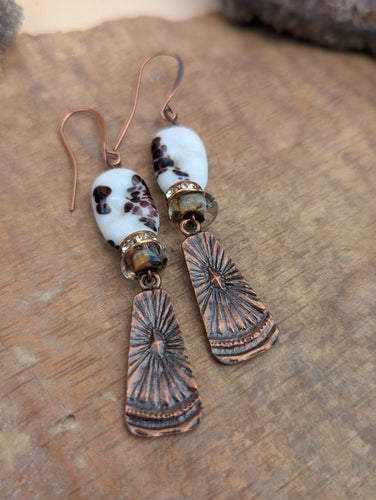 Vintage Bead and Brass Starburst Earrings