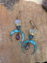 Load image into Gallery viewer, Verdigris Moon Earrings