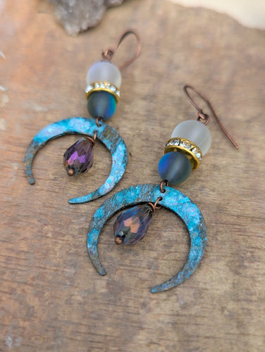 Verdigris Moon Earrings
