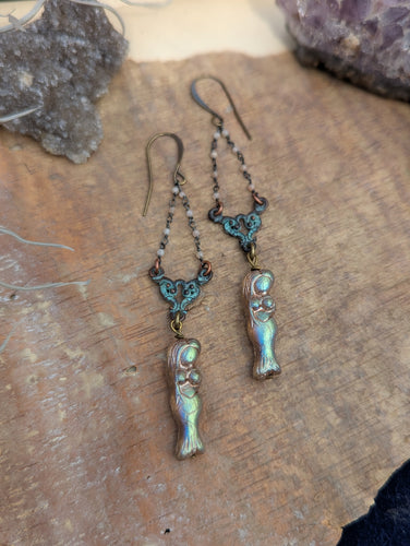Czech Glass Mermaid Earrings