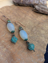 Load image into Gallery viewer, Verdigris Drop Earrings