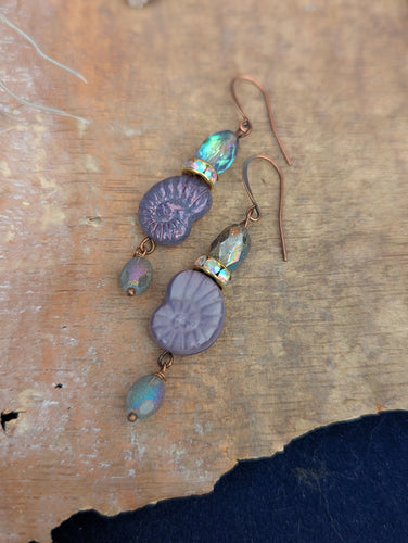 Purple Ammonite Earrings