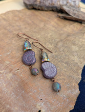 Load image into Gallery viewer, Purple Ammonite Earrings