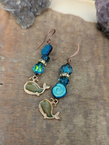 Asymmetrical Whale Earrings