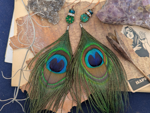 Peacock Feather Earrings 1