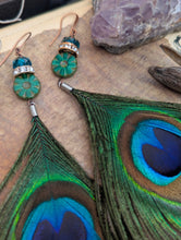 Load image into Gallery viewer, Peacock Feather Earrings 1