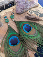 Load image into Gallery viewer, Peacock Feather Earrings 2