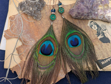 Load image into Gallery viewer, Peacock Feather Earrings 2
