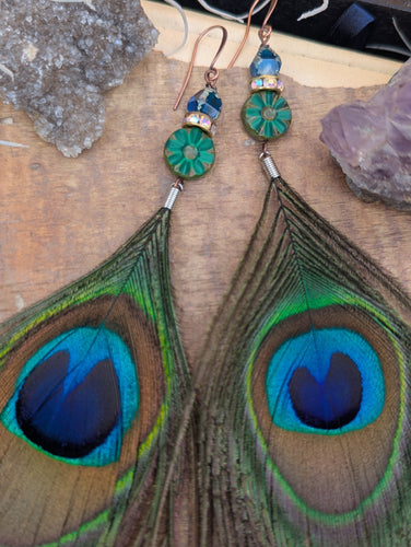 Peacock Feather Earrings 2