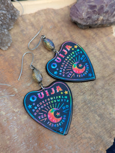 Rainbow Ouija Planchette Earrings