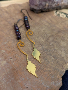 Aura Garnet Witch Broom Earrings