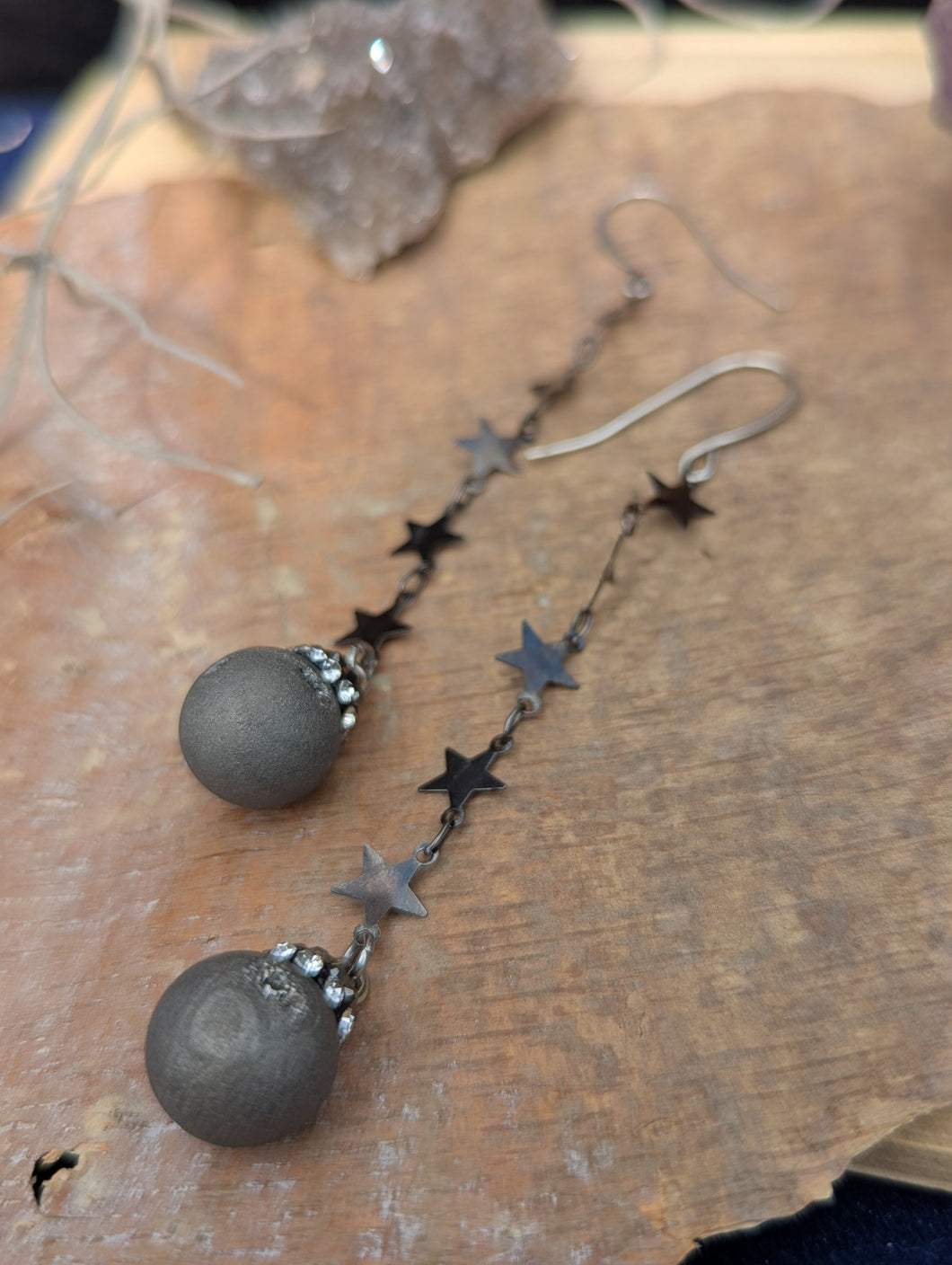 Star Chain Druzy Earrings