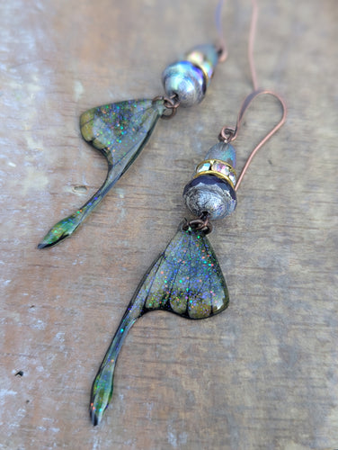 Resin Luna Moth Wing Earrings 3