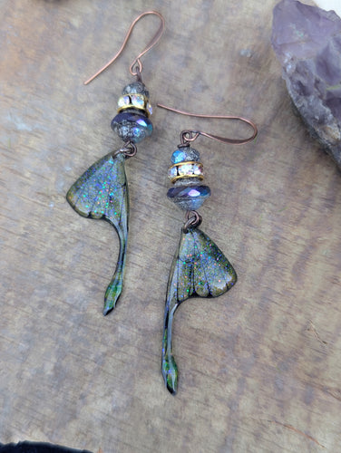 Resin Luna Moth Wing Earrings 1
