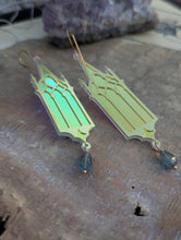 Load image into Gallery viewer, Iridescent Gothic Cathedral Window Earrings