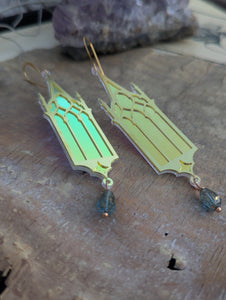 Iridescent Gothic Cathedral Window Earrings