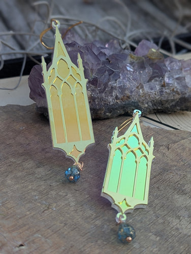 Iridescent Gothic Cathedral Window Earrings