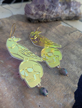 Load image into Gallery viewer, Iridescent Raven and Skull Earrings