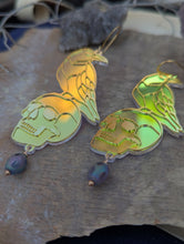 Load image into Gallery viewer, Iridescent Raven and Skull Earrings