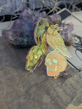 Load image into Gallery viewer, Iridescent Raven and Skull Earrings