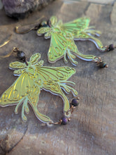 Load image into Gallery viewer, Iridescent Luna Moth Earrings