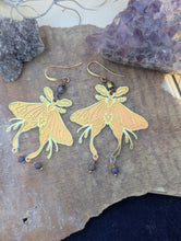 Load image into Gallery viewer, Iridescent Luna Moth Earrings