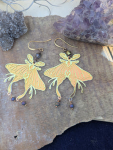 Iridescent Luna Moth Earrings