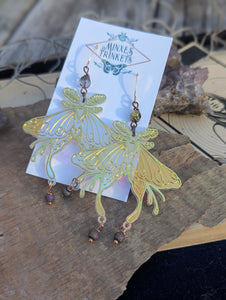 Iridescent Luna Moth Earrings