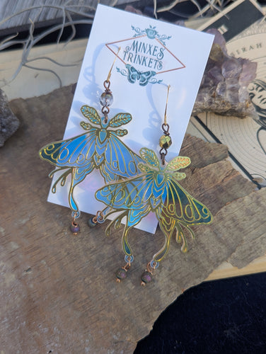 Iridescent Luna Moth Earrings