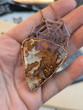 Load image into Gallery viewer, Crazy Lace Agate Spider Web Necklace