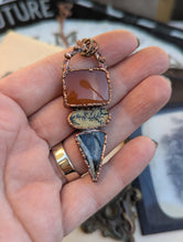 Load image into Gallery viewer, Orange Onyx, Dendritic Psilomene, &amp; Picasso Jasper Necklace