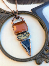 Load image into Gallery viewer, Orange Onyx, Dendritic Psilomene, &amp; Picasso Jasper Necklace