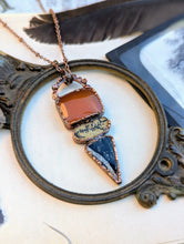 Load image into Gallery viewer, Orange Onyx, Dendritic Psilomene, &amp; Picasso Jasper Necklace