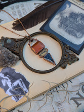 Load image into Gallery viewer, Orange Onyx, Dendritic Psilomene, &amp; Picasso Jasper Necklace