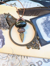Load image into Gallery viewer, Green Eye Opal, Grey Moonstone, &amp; Psilomene Dendrite Necklace