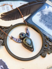 Load image into Gallery viewer, Green Eye Opal and Lamp Work Eye Moon Phase Necklace