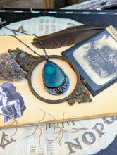 Load image into Gallery viewer, Copper Electroformed Gunmetal Malachite Moon Phase Necklace