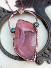 Load image into Gallery viewer, Orange Druzy Onyx, Sunstone, &amp; Turquoise Necklace