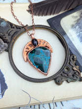 Load image into Gallery viewer, Malachite Moon Phase Necklace with Star Garnet