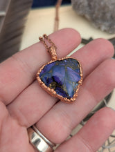 Load image into Gallery viewer, Copper Electroformed Purple Mojave Turquoise Necklace