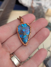 Load image into Gallery viewer, Copper Electroformed Purple Mojave Turquoise Necklace 2