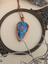 Load image into Gallery viewer, Copper Electroformed Purple Mojave Turquoise Necklace 2