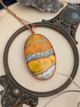 Load image into Gallery viewer, Copper Electroformed Bumble Bee Jasper Necklace