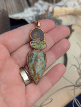 Load image into Gallery viewer, Copper Electroformed Picture Jasper, Psilomelane, Ammonite Necklace