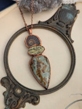 Load image into Gallery viewer, Copper Electroformed Picture Jasper, Psilomelane, Ammonite Necklace