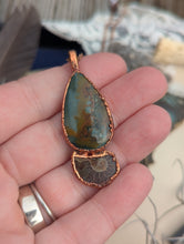 Load image into Gallery viewer, Copper Electroformed Picture Jasper and Ammonite Necklace