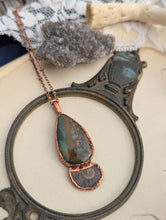 Load image into Gallery viewer, Copper Electroformed Picture Jasper and Ammonite Necklace