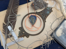 Load image into Gallery viewer, Copper Electroformed Lapis and Pyrite Wave Necklace